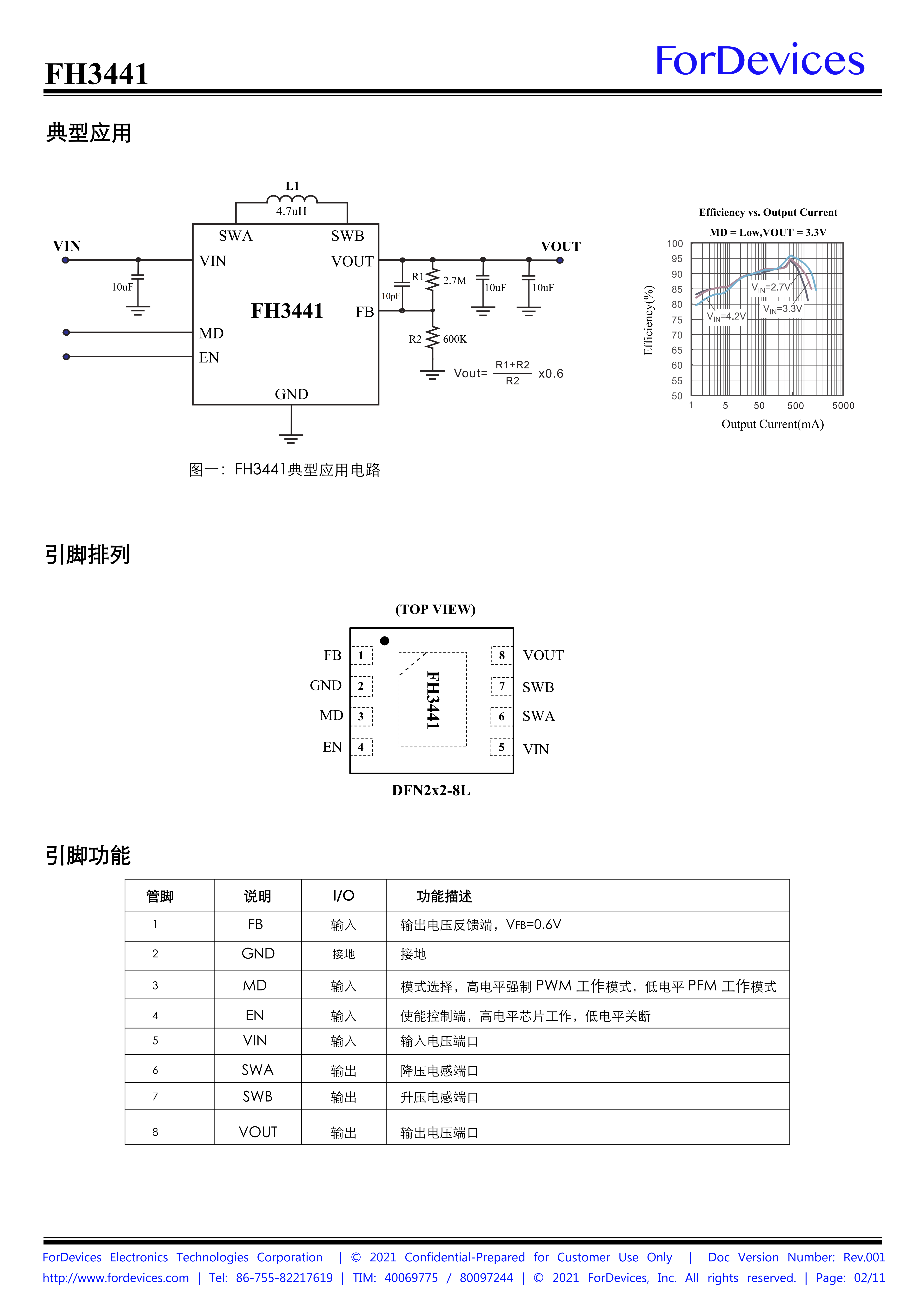 FH3441｜1.0MH，低功耗，同步整流升/降压，0.6A输出电流